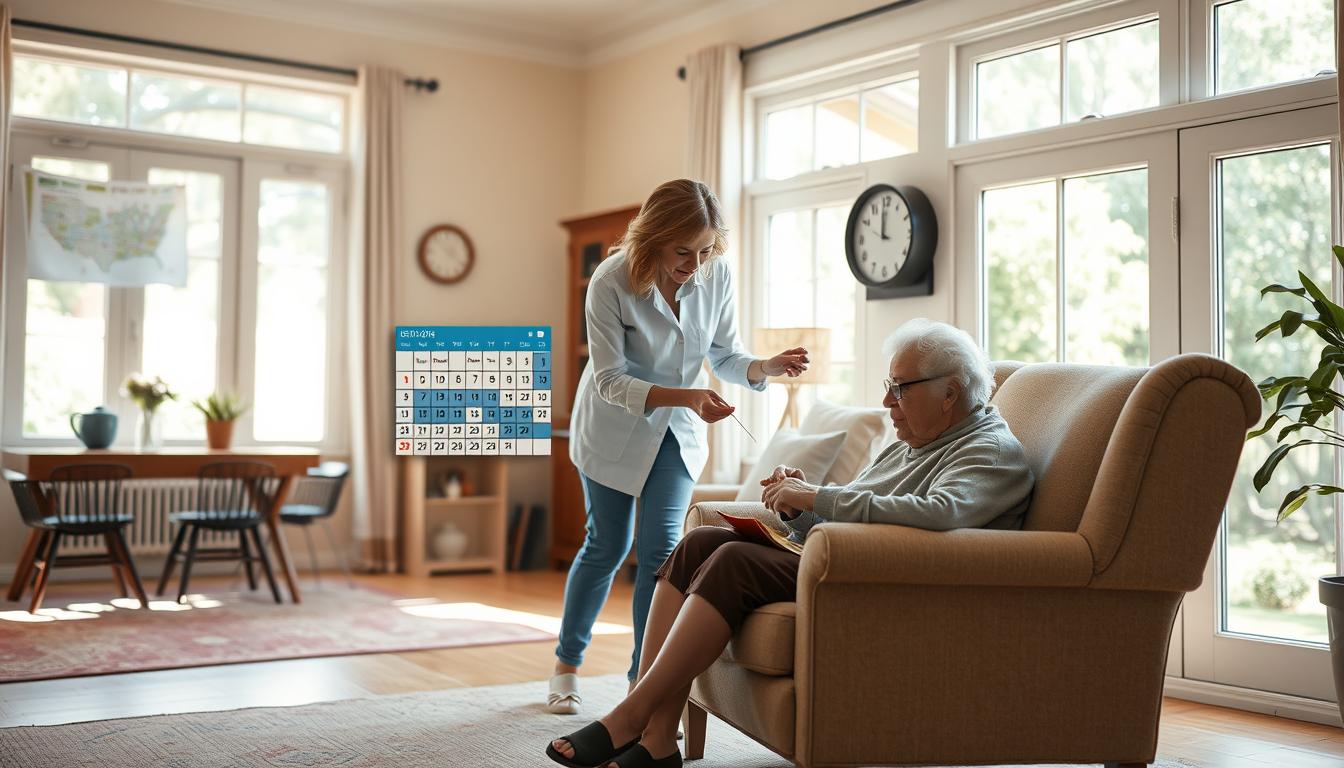 Care provider helping patient with dementia